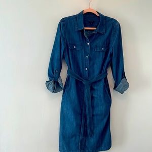 Chico’s Denim Button Front Dress Size 12 Denim Blue